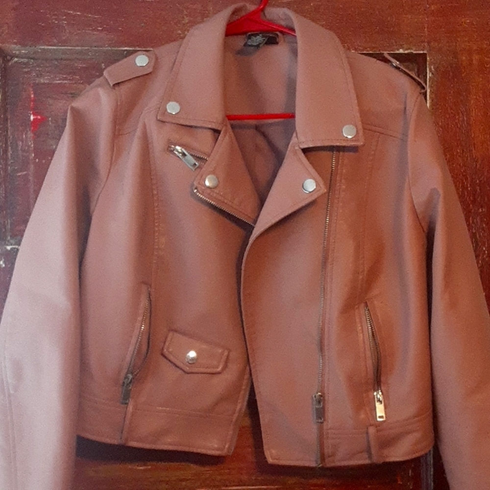 Medium blush light pink leather jacket